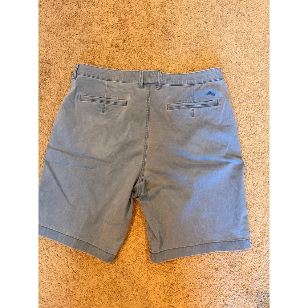 Tommy Bahama Mens Blue‎ Chino Shorts Sz 35 Cotton Tencel Stretch Flat Front Golf